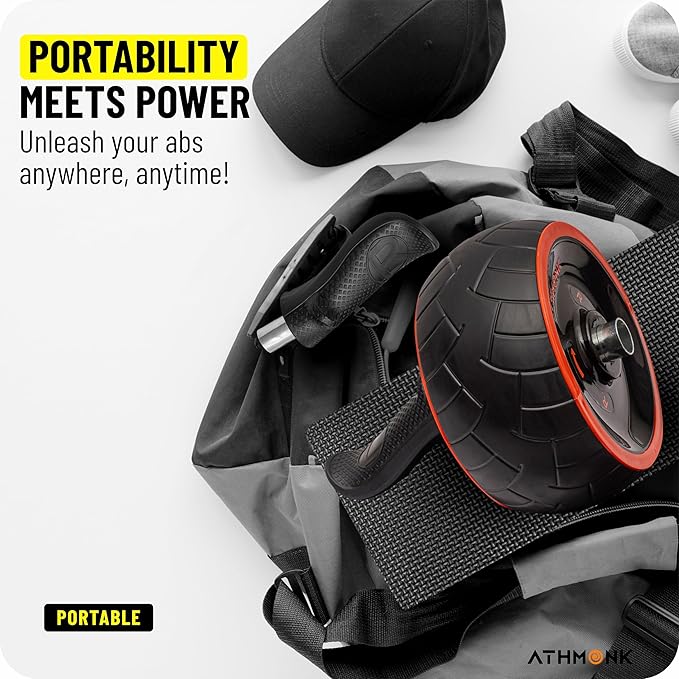 Athmonk Abs Wheel Exerciser Home Gym Equipment For Men Women - Plank Exercise Ab Roller Automatic Rebound